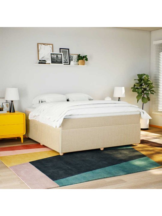 Box spring postel s matrací krémová 180x200 cm textil