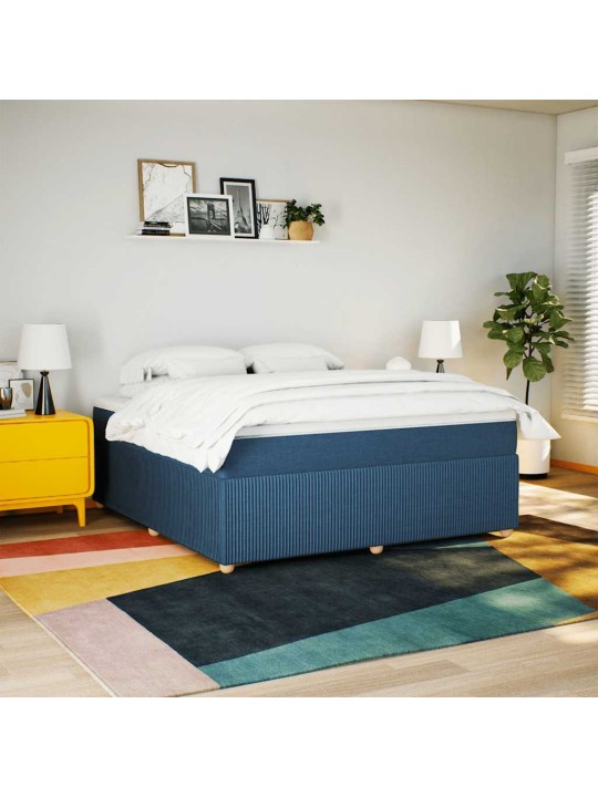 Box spring postel s matrací modrá 180x200 cm textil