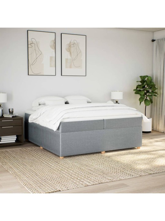 Box spring postel s matrací světle šedá 200 x 200 cm textil