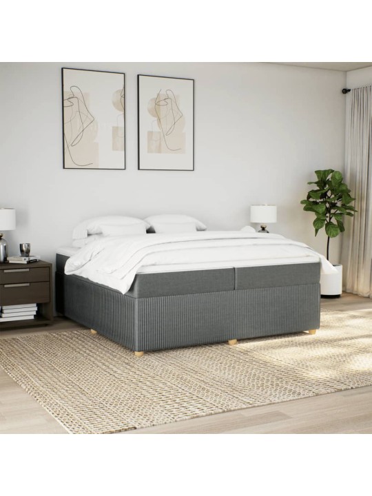 Box spring postel s matrací tmavě šedá 200x200 cm textil
