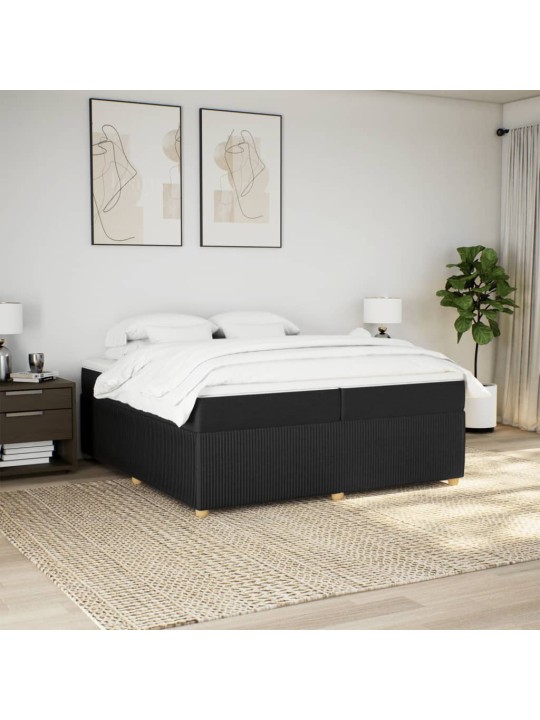 Box spring postel s matrací černá 200x200 cm textil