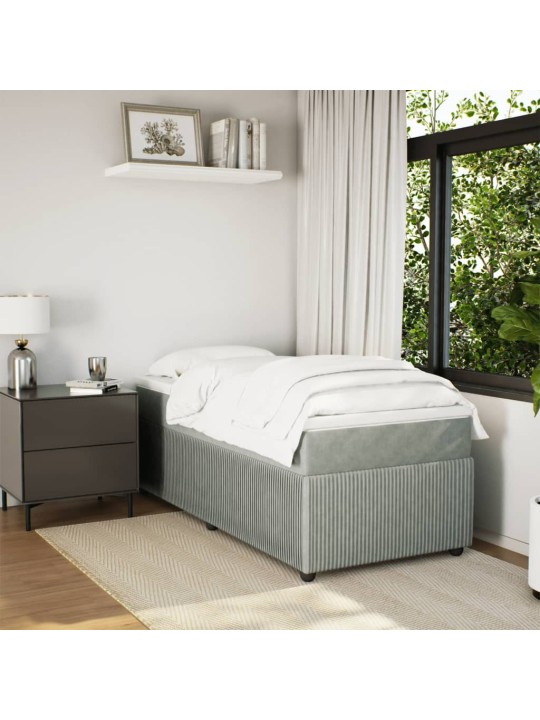 Box spring postel s matrací světle šedá 90x190 cm samet