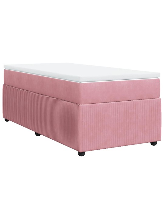 Box spring postel s matrací růžová 90x190 cm samet