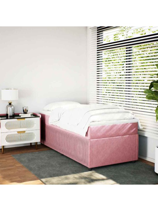 Box spring postel s matrací růžová 90x190 cm samet