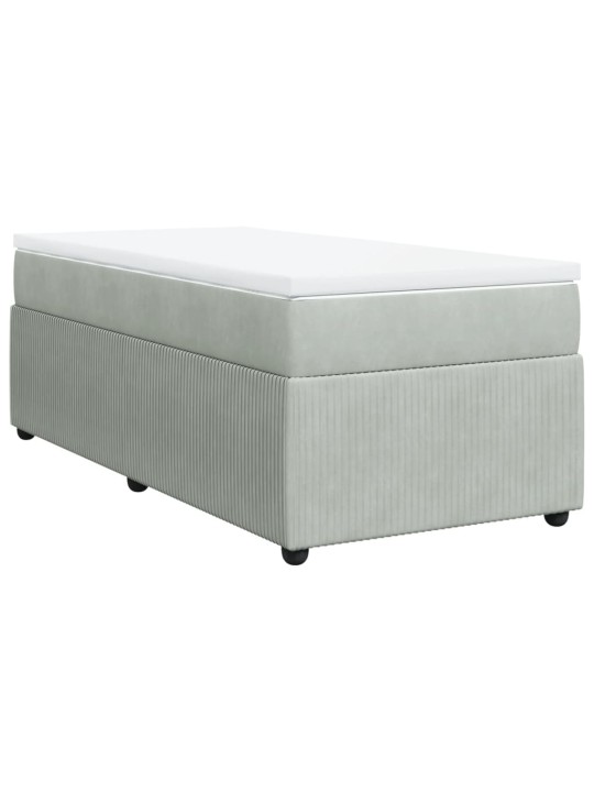 Box spring postel s matrací světle šedá 90x200 cm samet