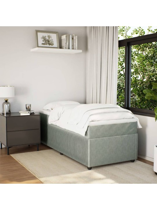 Box spring postel s matrací světle šedá 90x200 cm samet