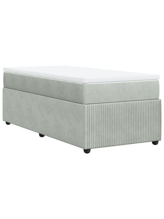 Box spring postel s matrací světle šedá 90x200 cm samet