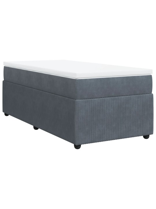 Box spring postel s matrací tmavě šedá 90x200 cm samet