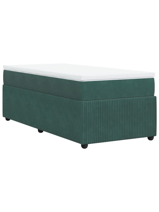 Box spring postel s matrací tmavě zelená 90x200 cm samet