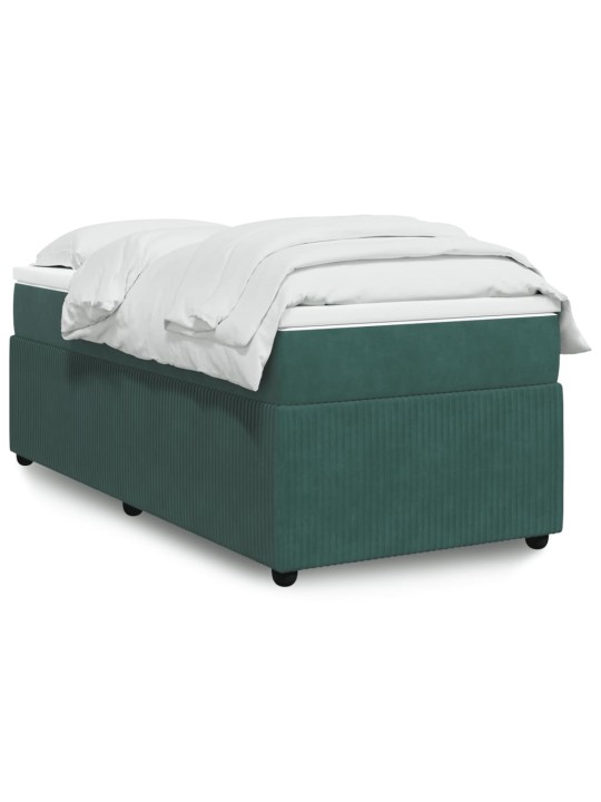 Box spring postel s matrací tmavě zelená 90x200 cm samet