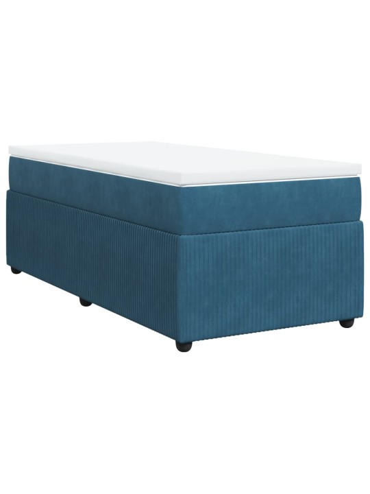 Box spring postel s matrací tmavě modrá 90x200 cm samet