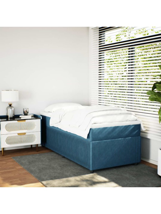 Box spring postel s matrací tmavě modrá 90x200 cm samet