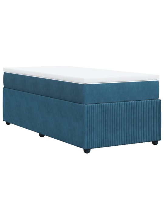 Box spring postel s matrací tmavě modrá 90x200 cm samet