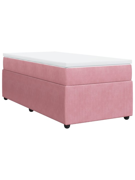 Box spring postel s matrací růžová 90x200 cm samet