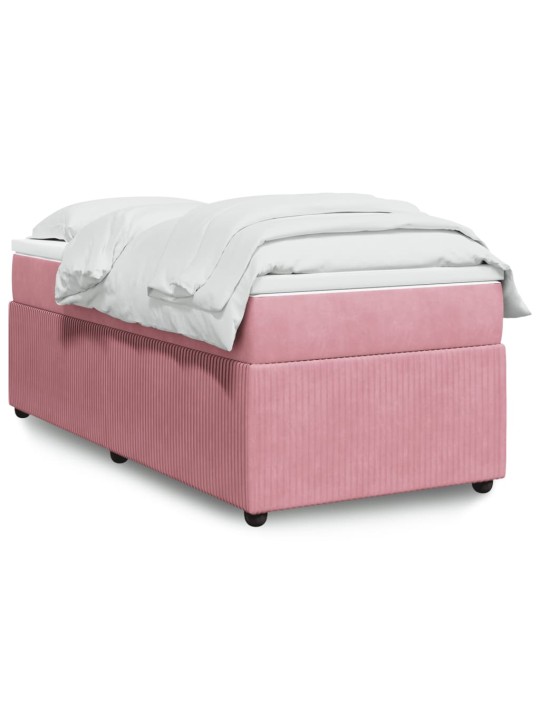Box spring postel s matrací růžová 90x200 cm samet