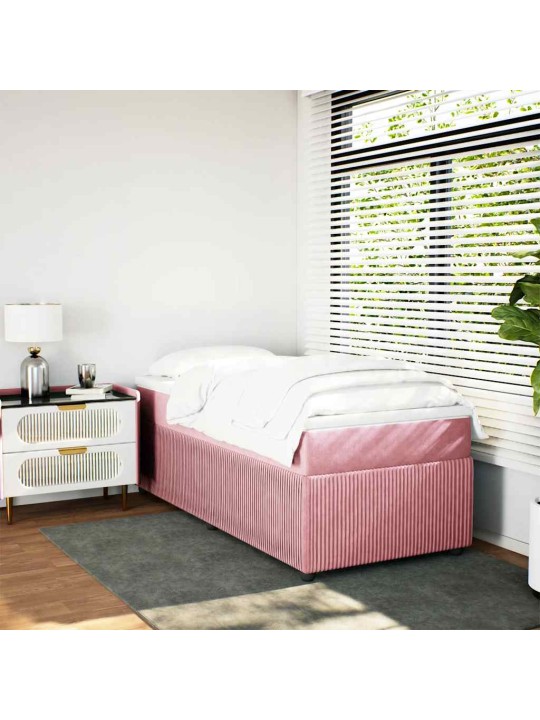 Box spring postel s matrací růžová 100x200 cm samet