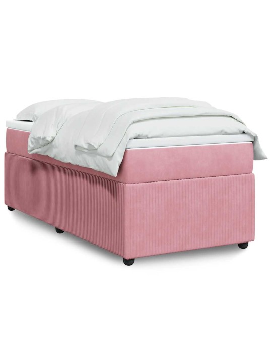 Box spring postel s matrací růžová 100x200 cm samet
