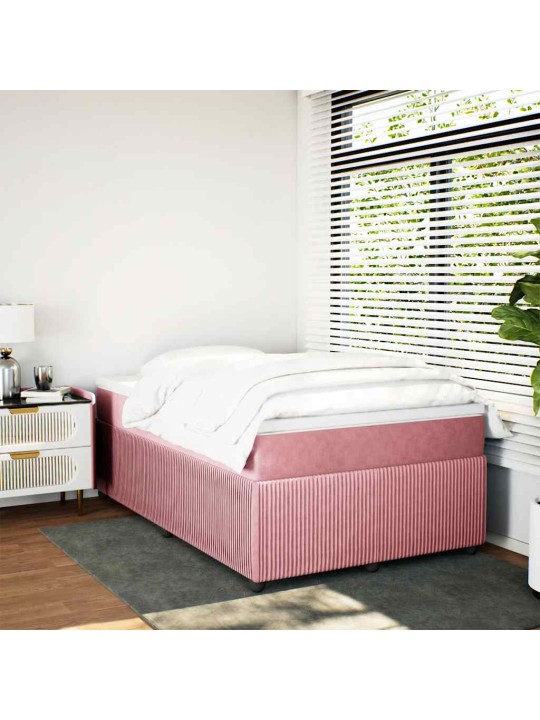 Box spring postel s matrací růžová 120 x 200 cm samet
