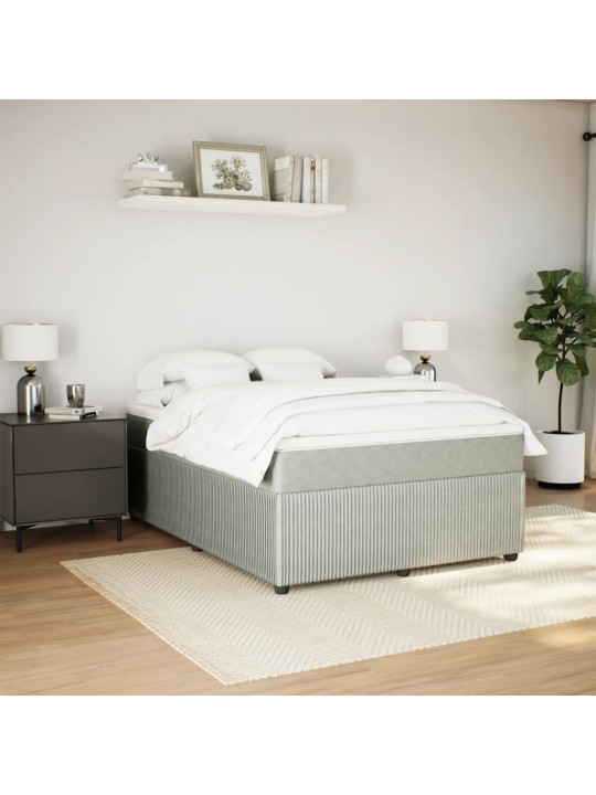 Box spring postel s matrací světle šedá 140x190 cm samet