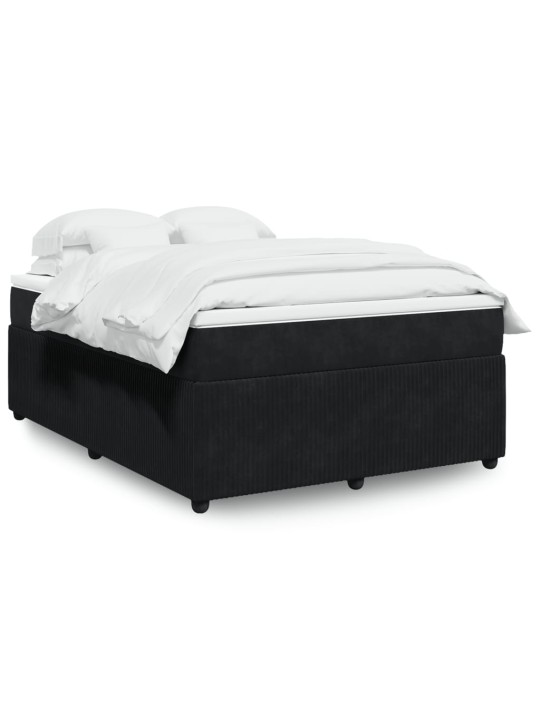 Box spring postel s matrací černá 140 x 190 cm samet