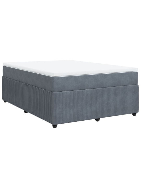 Box spring postel s matrací tmavě šedá 140x200 cm samet