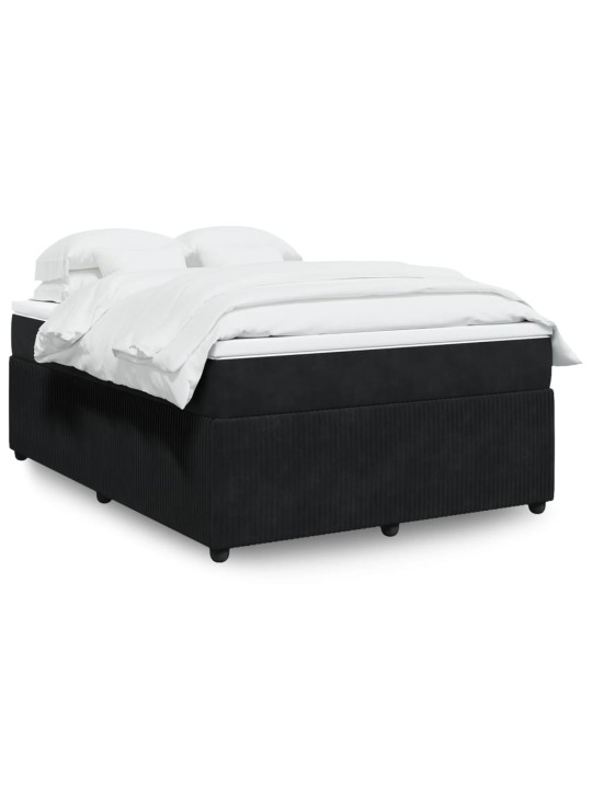 Box spring postel s matrací černá 140x200 cm samet