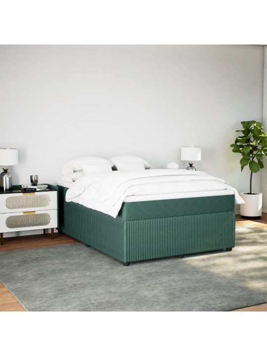 Box spring postel s matrací tmavě zelená 140x200 cm samet