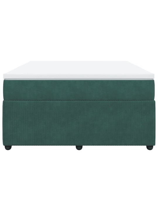 Box spring postel s matrací tmavě zelená 140x200 cm samet