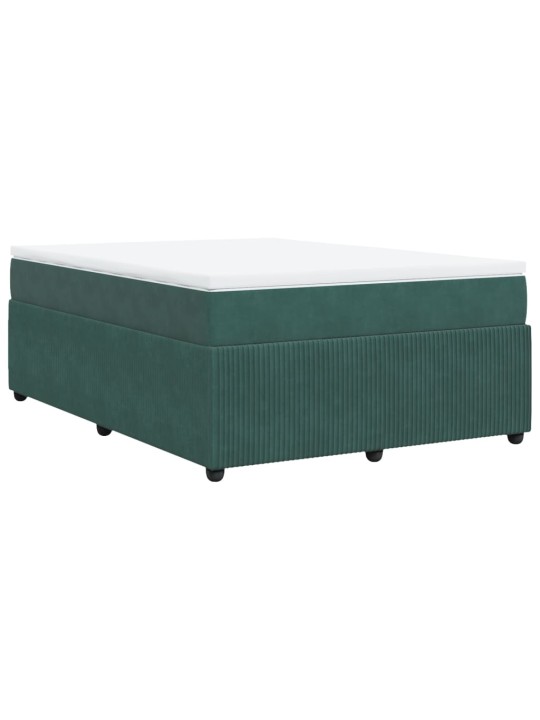 Box spring postel s matrací tmavě zelená 140x200 cm samet