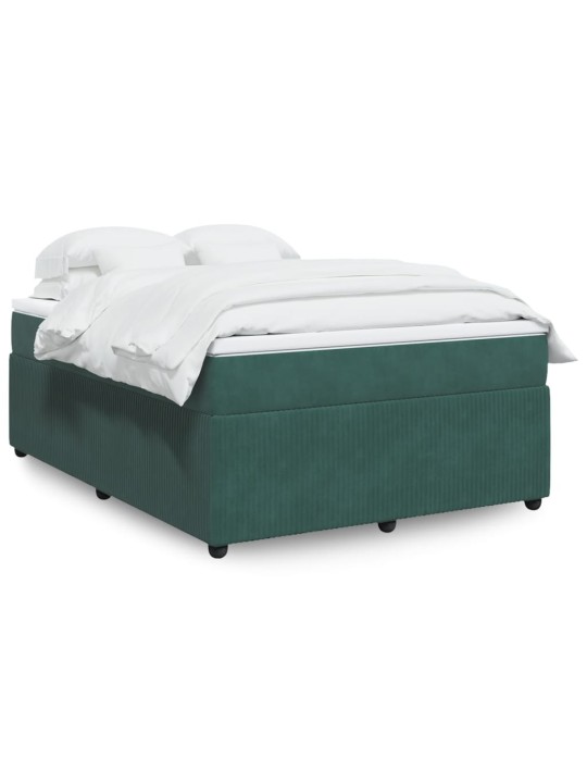 Box spring postel s matrací tmavě zelená 140x200 cm samet