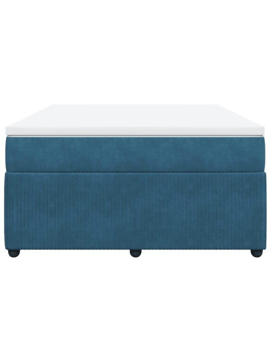 Box spring postel s matrací tmavě modrá 140x200 cm samet