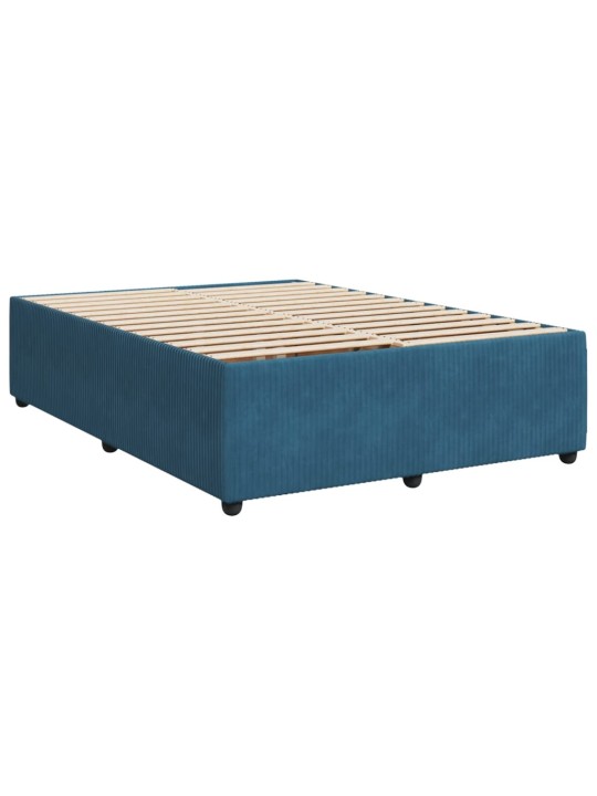 Box spring postel s matrací tmavě modrá 140x200 cm samet
