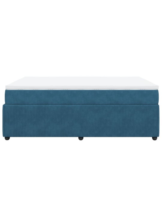 Box spring postel s matrací tmavě modrá 140x200 cm samet