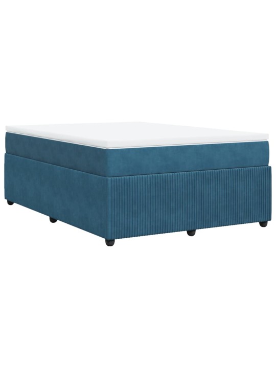 Box spring postel s matrací tmavě modrá 140x200 cm samet