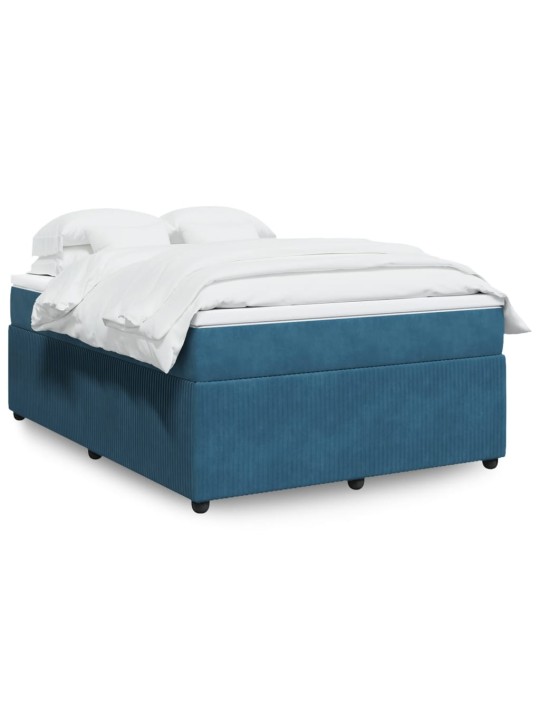 Box spring postel s matrací tmavě modrá 140x200 cm samet
