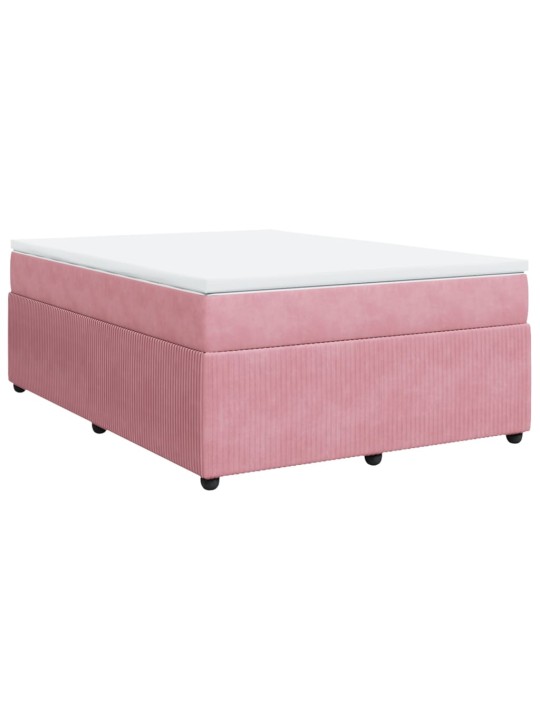 Box spring postel s matrací růžová 140x200 cm samet