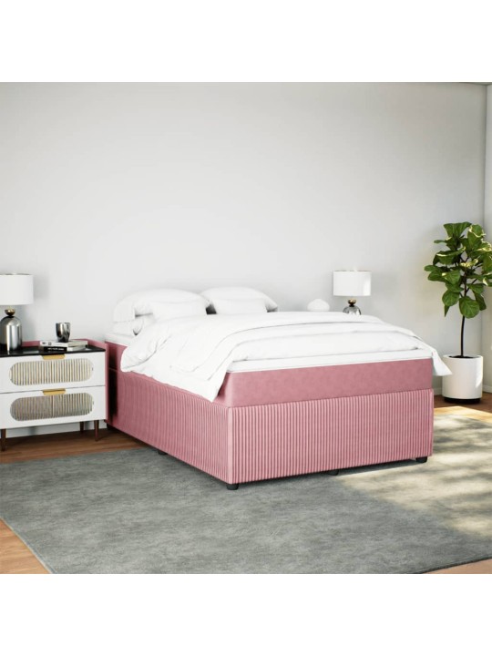 Box spring postel s matrací růžová 140x200 cm samet