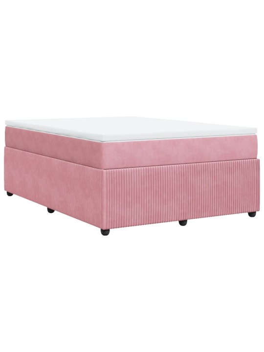 Box spring postel s matrací růžová 140x200 cm samet