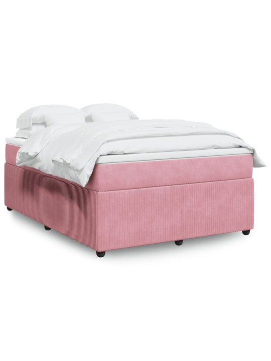 Box spring postel s matrací růžová 140x200 cm samet