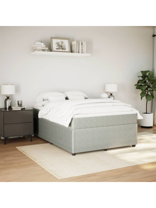 Box spring postel s matrací světle šedá 160x200 cm samet