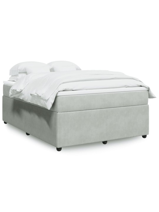 Box spring postel s matrací světle šedá 160x200 cm samet