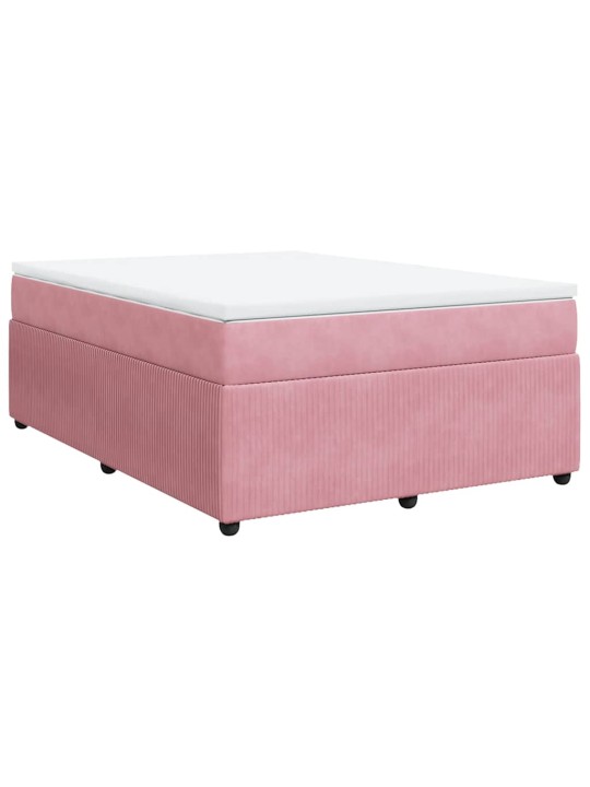Box spring postel s matrací růžová 160x200 cm samet