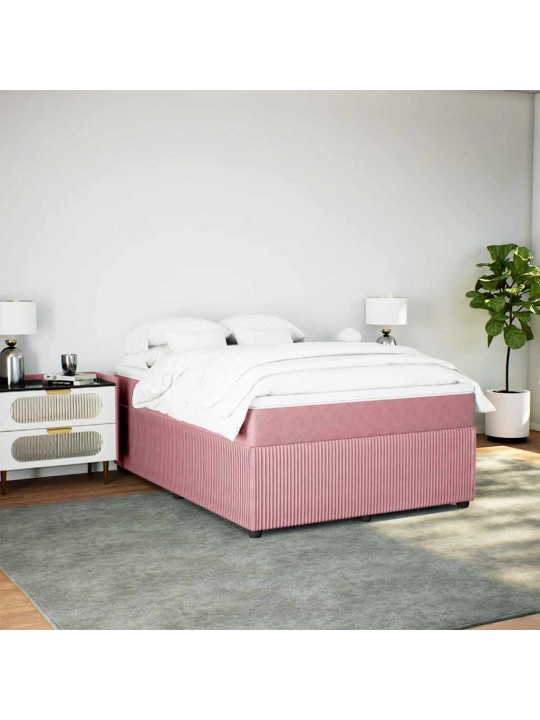 Box spring postel s matrací růžová 160x200 cm samet