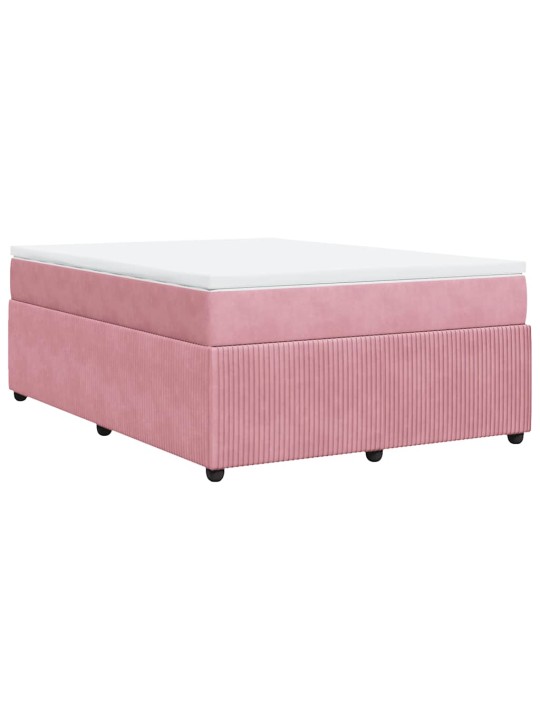Box spring postel s matrací růžová 160x200 cm samet