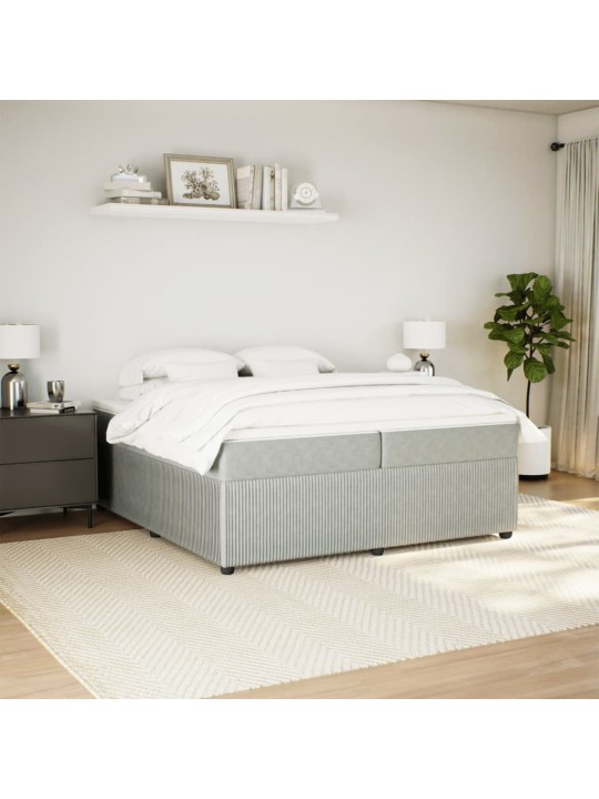 Box spring postel s matrací světle šedá 200x200 cm samet