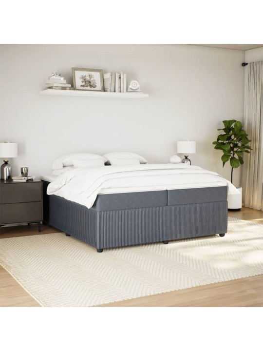 Box spring postel s matrací tmavě šedá 200x200 cm samet