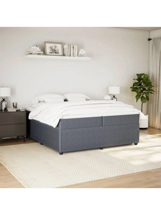 Box spring postel s matrací tmavě šedá 200x200 cm samet