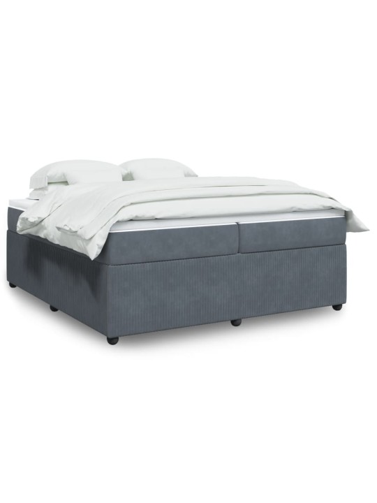 Box spring postel s matrací tmavě šedá 200x200 cm samet
