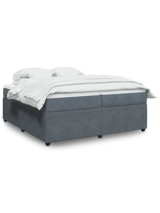 Box spring postel s matrací tmavě šedá 200x200 cm samet