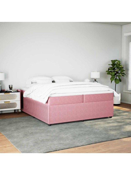Box spring postel s matrací růžová 200x200 cm samet
